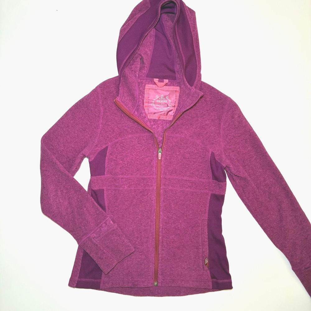 Prana Fleece Zip Up Hoodie Women Small Mid Layer Outdoor Hiking Jacket Sweater